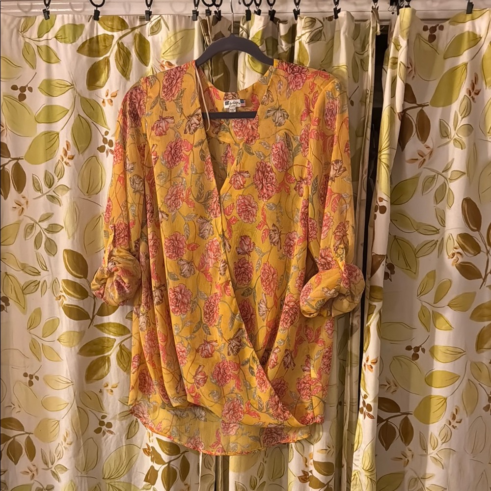 Floral Yellow and Pink Women's Top